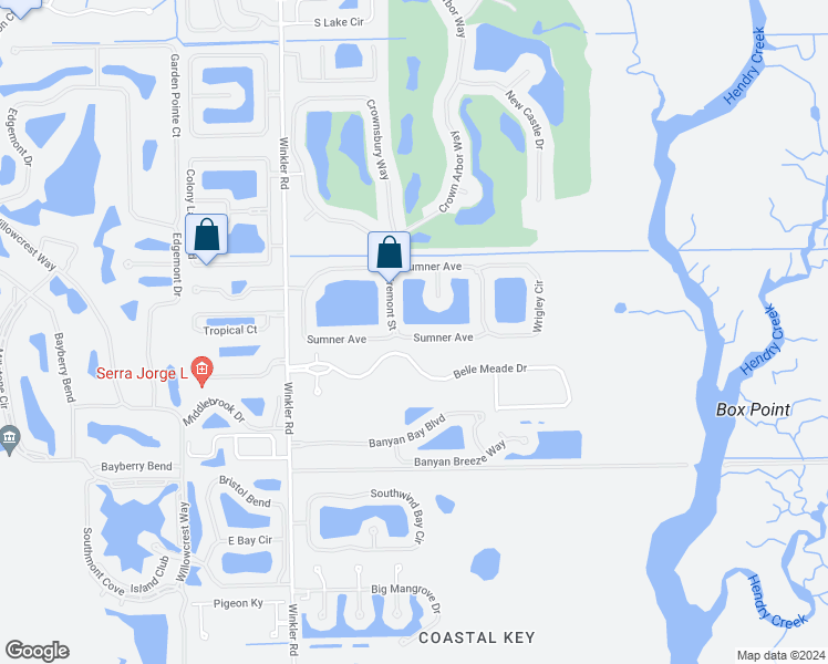 map of restaurants, bars, coffee shops, grocery stores, and more near 8579 Sumner Avenue in Fort Myers