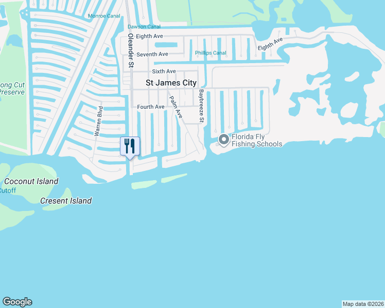 map of restaurants, bars, coffee shops, grocery stores, and more near 3211 Vacation Lane in Saint James City
