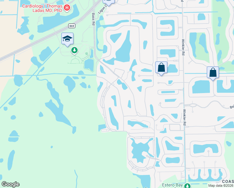 map of restaurants, bars, coffee shops, grocery stores, and more near 9250 Bayberry Bend in Fort Myers