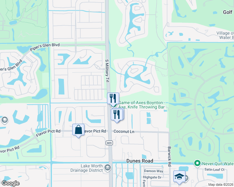 map of restaurants, bars, coffee shops, grocery stores, and more near 4755 Loquat Circle in Boynton Beach