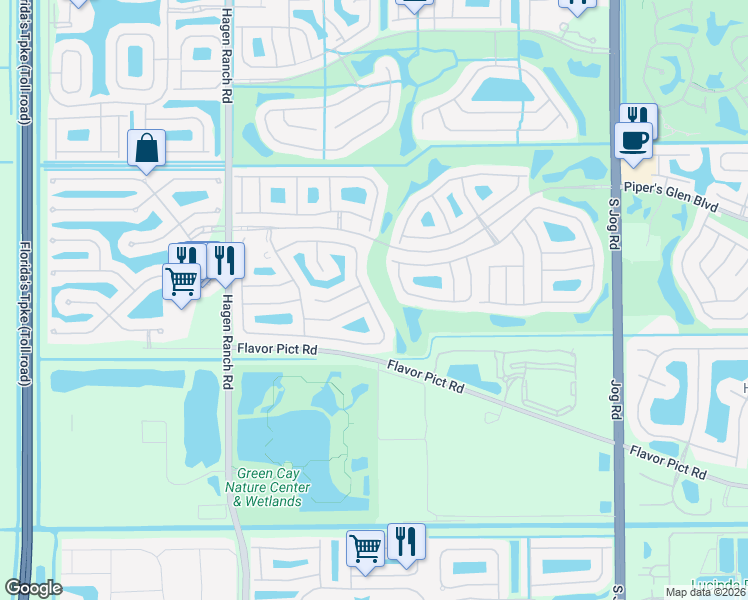 map of restaurants, bars, coffee shops, grocery stores, and more near 6952 Grenelefe Road in Boynton Beach
