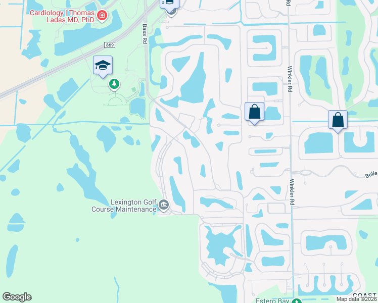 map of restaurants, bars, coffee shops, grocery stores, and more near 9250 Bayberry Bend in Fort Myers