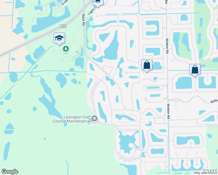 map of restaurants, bars, coffee shops, grocery stores, and more near 9250 Bayberry Bend in Fort Myers