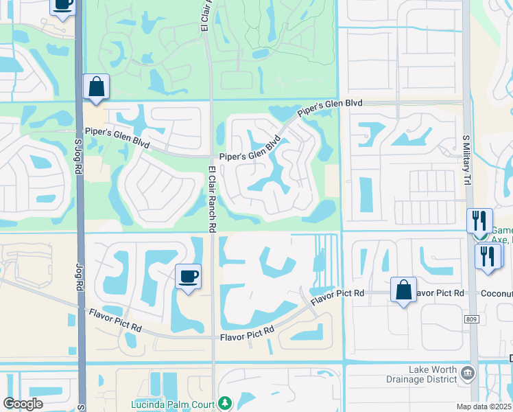map of restaurants, bars, coffee shops, grocery stores, and more near 12400 Summer Springs Drive in Boynton Beach