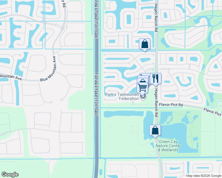 map of restaurants, bars, coffee shops, grocery stores, and more near 12196 Landrum Way in Boynton Beach