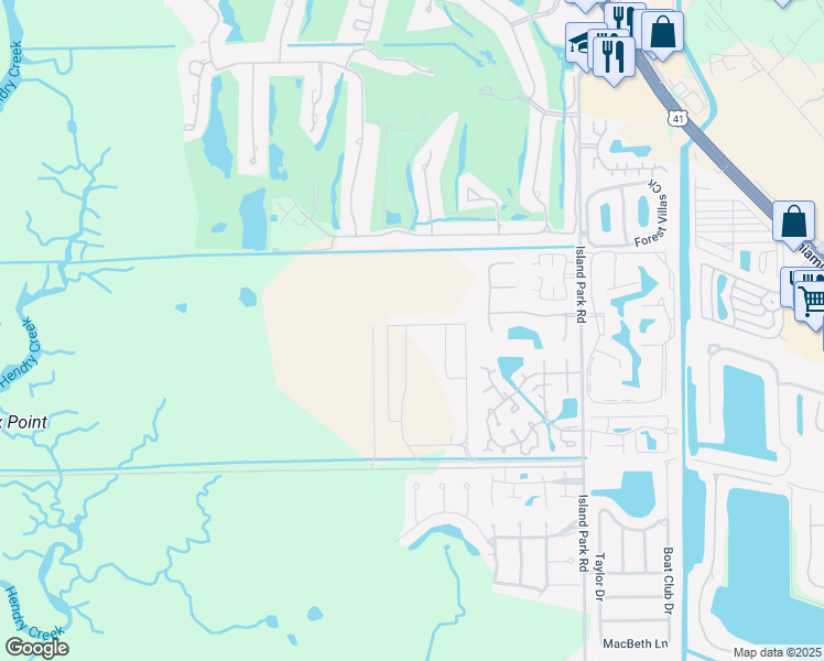 map of restaurants, bars, coffee shops, grocery stores, and more near 6580 Bay Ridge Way in Fort Myers