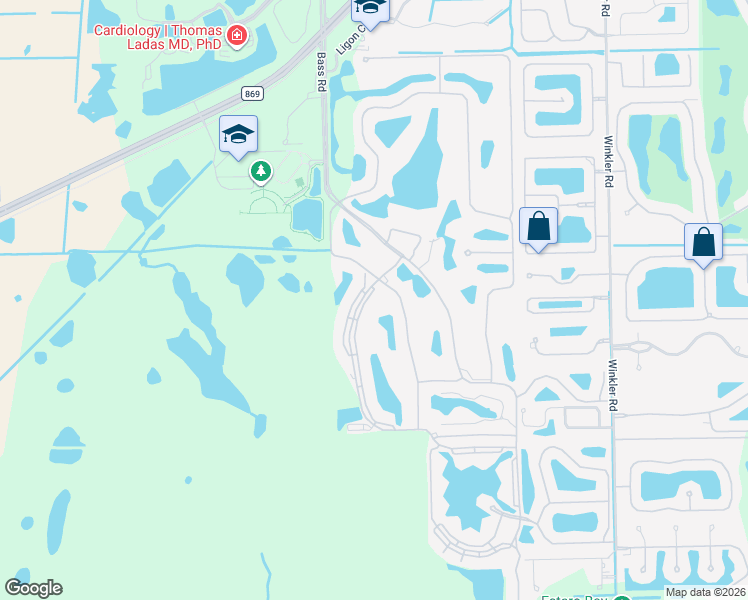 map of restaurants, bars, coffee shops, grocery stores, and more near 16411 Millstone Circle in Fort Myers