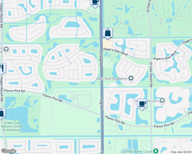 map of restaurants, bars, coffee shops, grocery stores, and more near 6645 Sun River Road in Boynton Beach