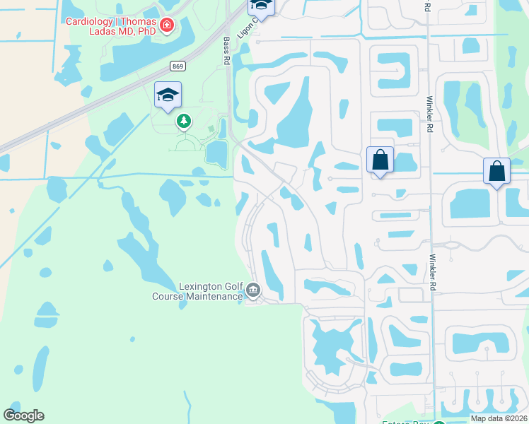 map of restaurants, bars, coffee shops, grocery stores, and more near 16411 Millstone Circle in Fort Myers