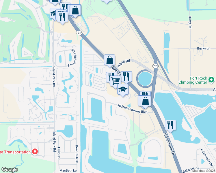 map of restaurants, bars, coffee shops, grocery stores, and more near 5330 White Sky Circle in Fort Myers