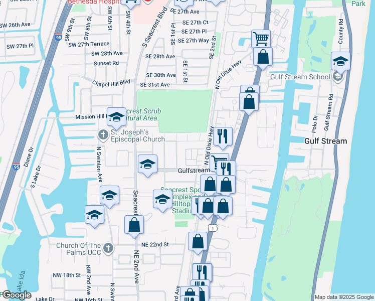 map of restaurants, bars, coffee shops, grocery stores, and more near 3630 Wolf Run Lane in Boynton Beach