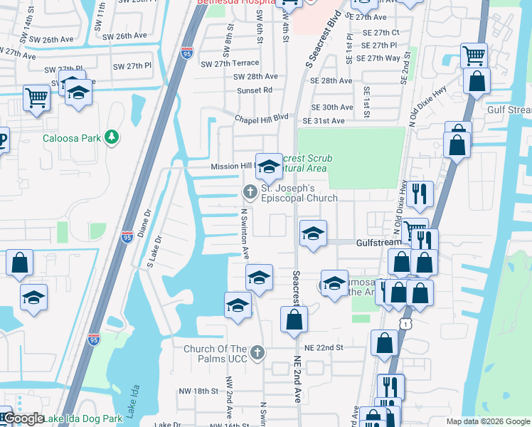 map of restaurants, bars, coffee shops, grocery stores, and more near 60 Lake Eden Drive in Boynton Beach