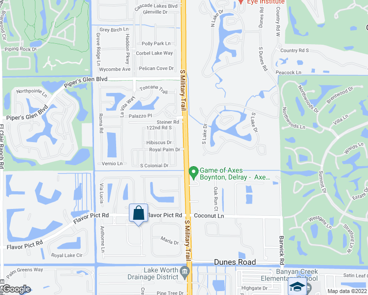 map of restaurants, bars, coffee shops, grocery stores, and more near 12375 South Military Trail in Boynton Beach