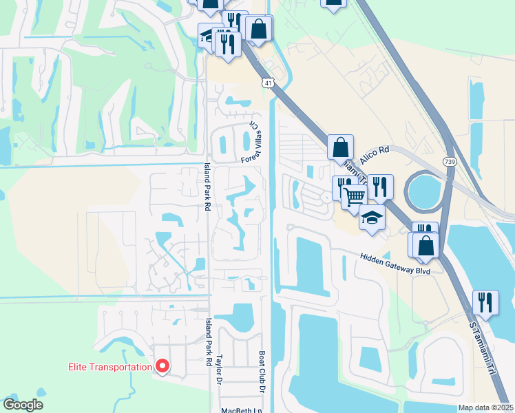 map of restaurants, bars, coffee shops, grocery stores, and more near 17150 Ravens Roost in Fort Myers