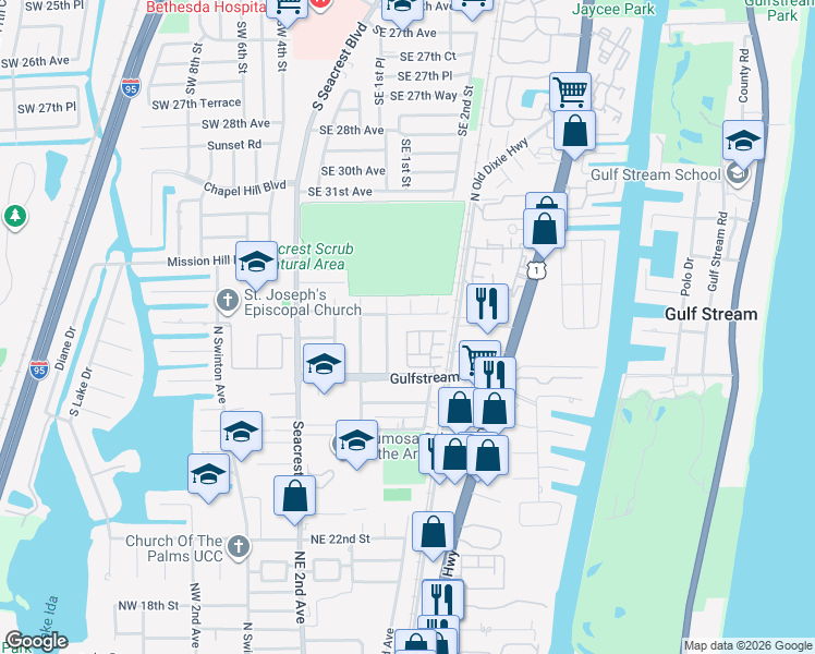 map of restaurants, bars, coffee shops, grocery stores, and more near 3630 Wolf Run Lane in Boynton Beach