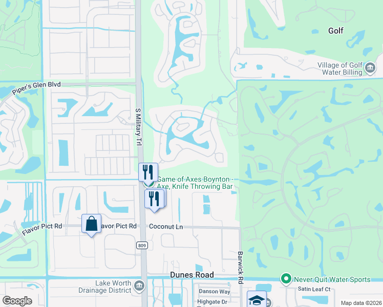 map of restaurants, bars, coffee shops, grocery stores, and more near 4816 South Lake Drive in Boynton Beach