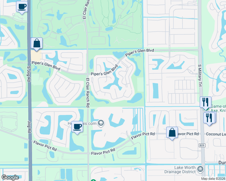 map of restaurants, bars, coffee shops, grocery stores, and more near 12395 Pleasant Green Way in Boynton Beach