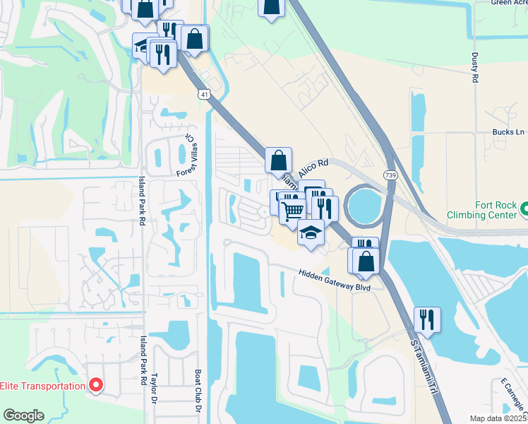 map of restaurants, bars, coffee shops, grocery stores, and more near 5330 White Sky Circle in Fort Myers