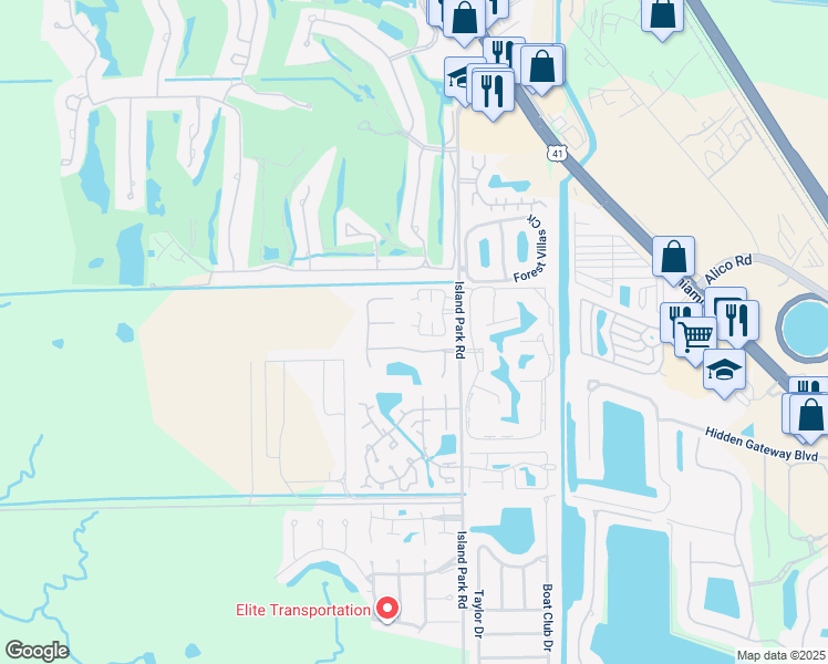 map of restaurants, bars, coffee shops, grocery stores, and more near 17049 Golfside Circle in Fort Myers