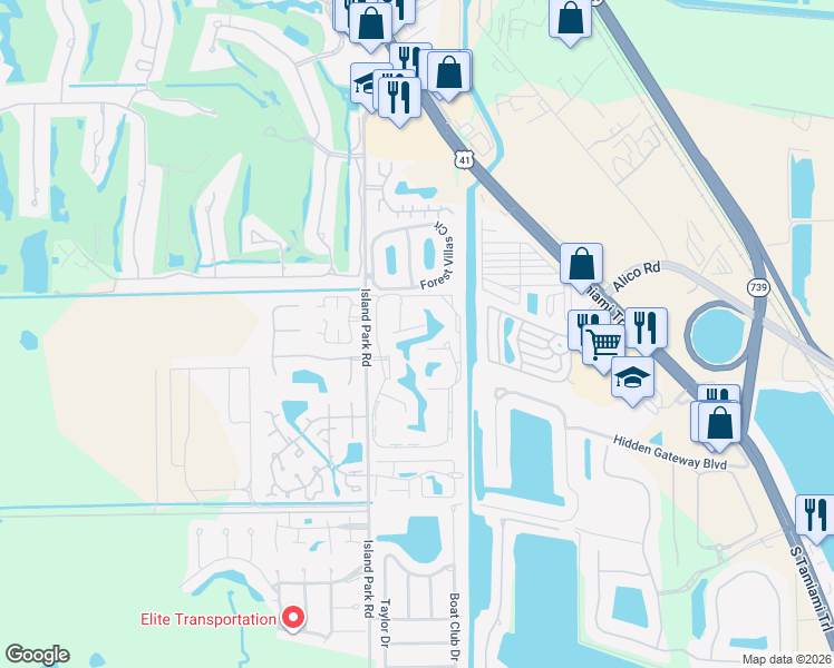 map of restaurants, bars, coffee shops, grocery stores, and more near 27 Terraverde Circle in Fort Myers