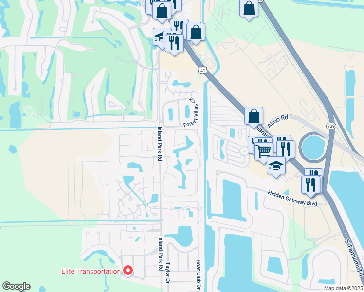 map of restaurants, bars, coffee shops, grocery stores, and more near 27 Terraverde Circle in Fort Myers
