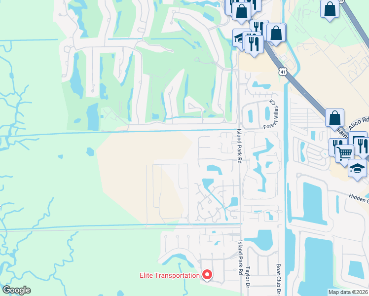 map of restaurants, bars, coffee shops, grocery stores, and more near 17100 Coral Cay Lane in Fort Myers