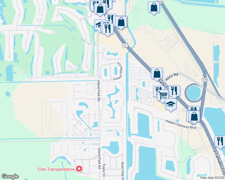 map of restaurants, bars, coffee shops, grocery stores, and more near 27 Terraverde Circle in Fort Myers