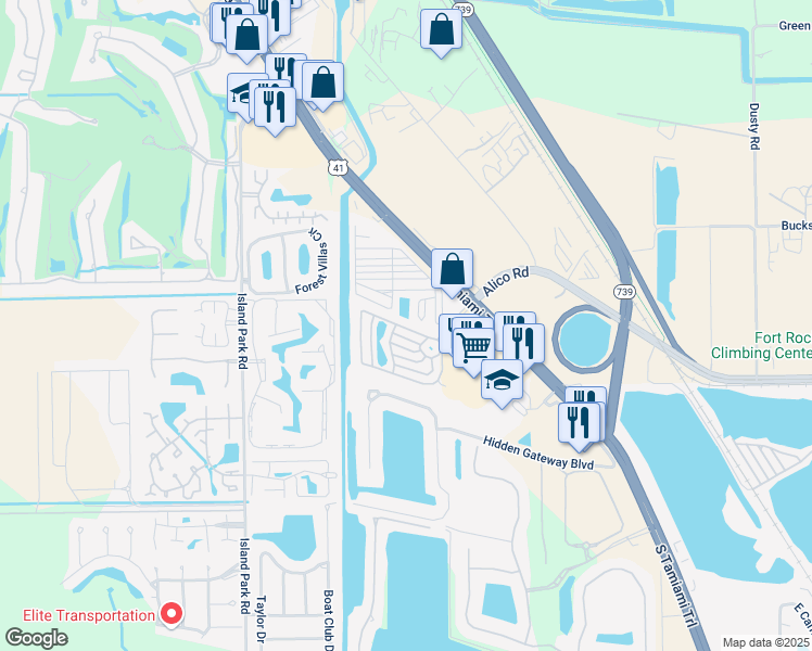 map of restaurants, bars, coffee shops, grocery stores, and more near 5044 White Sky Circle in Fort Myers