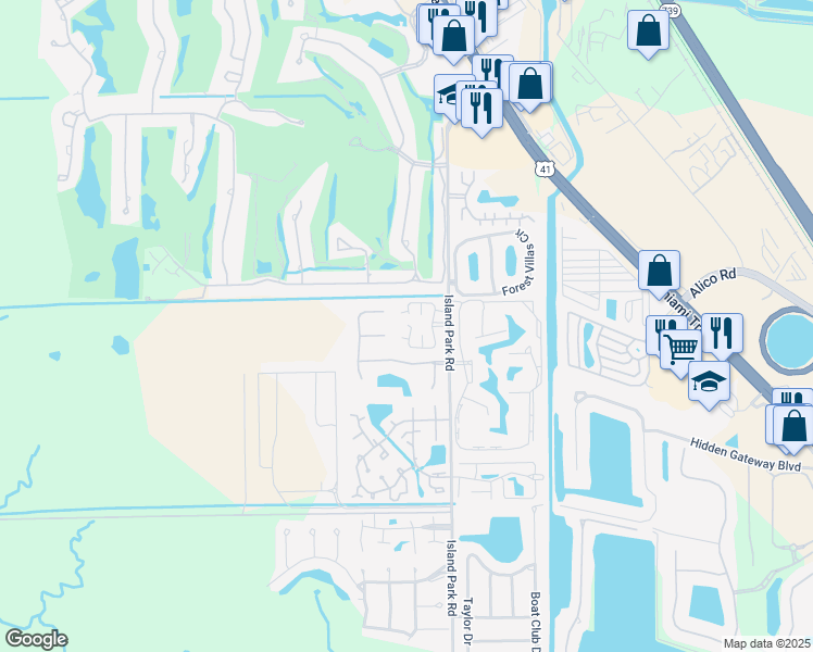 map of restaurants, bars, coffee shops, grocery stores, and more near 17049 Golfside Circle in Fort Myers