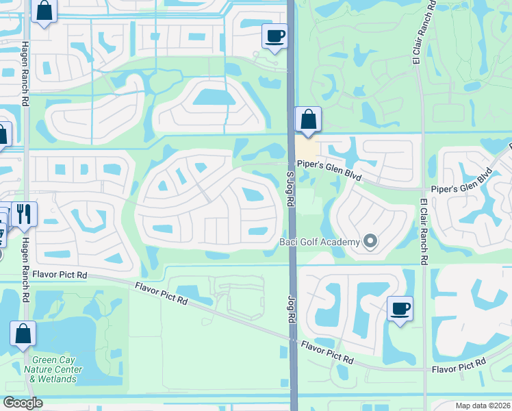 map of restaurants, bars, coffee shops, grocery stores, and more near 6565 Bayhill Terrace in Boynton Beach