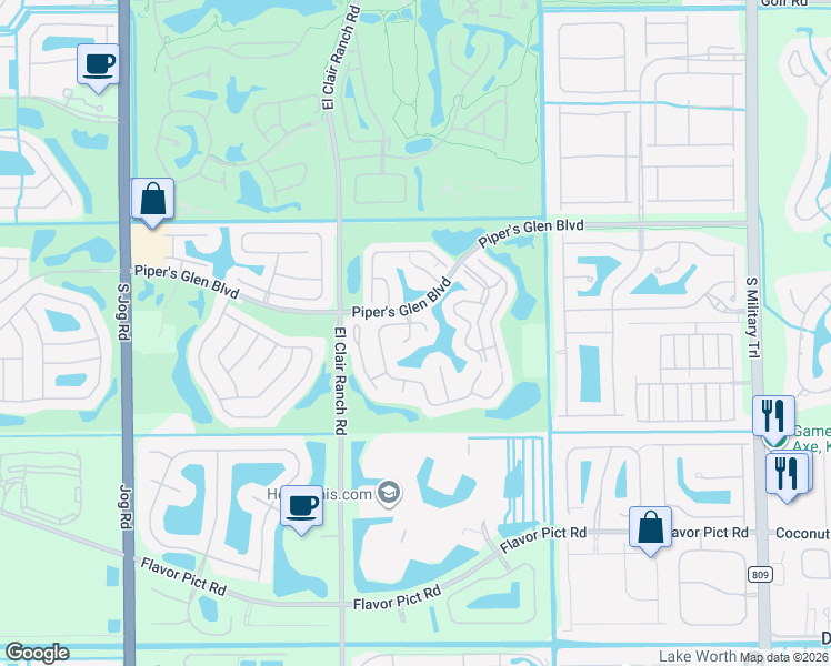 map of restaurants, bars, coffee shops, grocery stores, and more near 12262 Pleasant Green Way in Boynton Beach