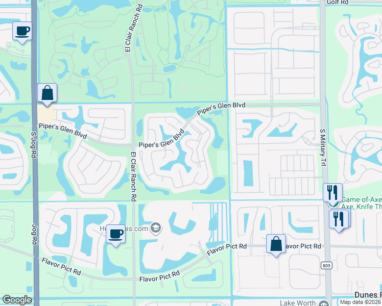 map of restaurants, bars, coffee shops, grocery stores, and more near 12283 Forest Greens Drive in Boynton Beach