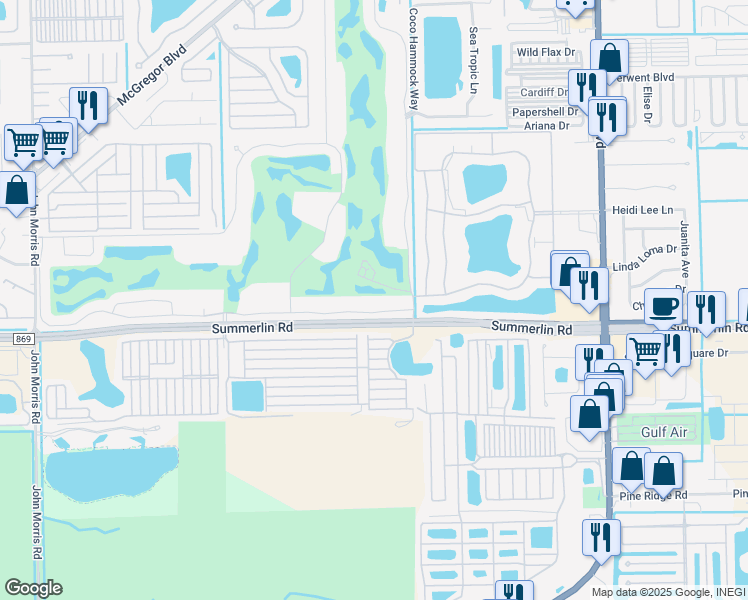 map of restaurants, bars, coffee shops, grocery stores, and more near 12090 Kelly Greens Boulevard in Fort Myers
