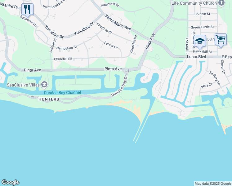 map of restaurants, bars, coffee shops, grocery stores, and more near Dundee Bay Drive in Freeport
