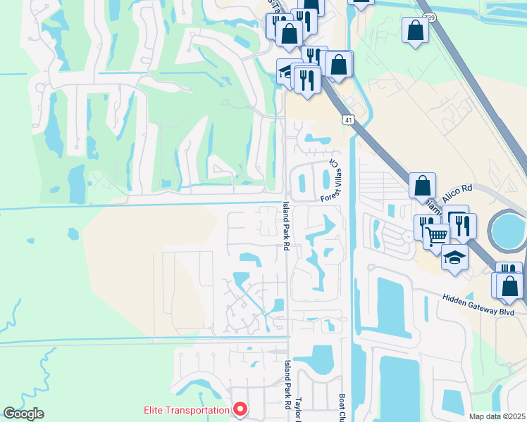 map of restaurants, bars, coffee shops, grocery stores, and more near 17049 Golfside Circle in Fort Myers