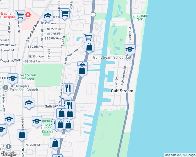 map of restaurants, bars, coffee shops, grocery stores, and more near 3220 Karen Drive in Delray Beach