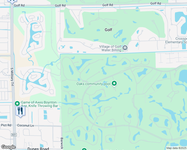 map of restaurants, bars, coffee shops, grocery stores, and more near 9 Villa Lane in Boynton Beach