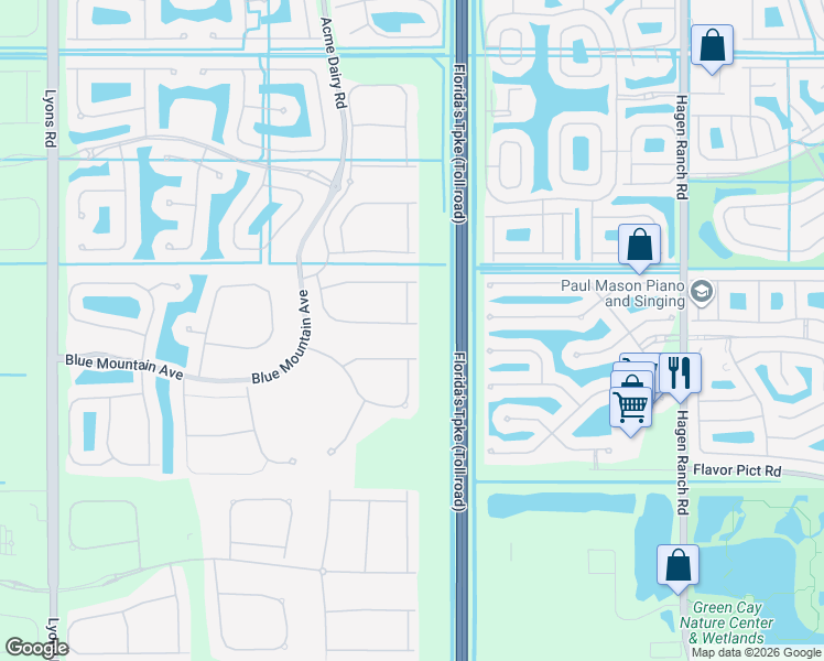 map of restaurants, bars, coffee shops, grocery stores, and more near 8214 Cloud Peak Drive in Boynton Beach