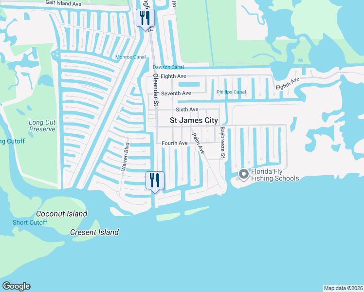 map of restaurants, bars, coffee shops, grocery stores, and more near 2367 Lemon Street in Saint James City