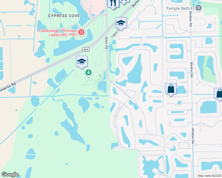map of restaurants, bars, coffee shops, grocery stores, and more near 9310 Bayberry Bend in Fort Myers