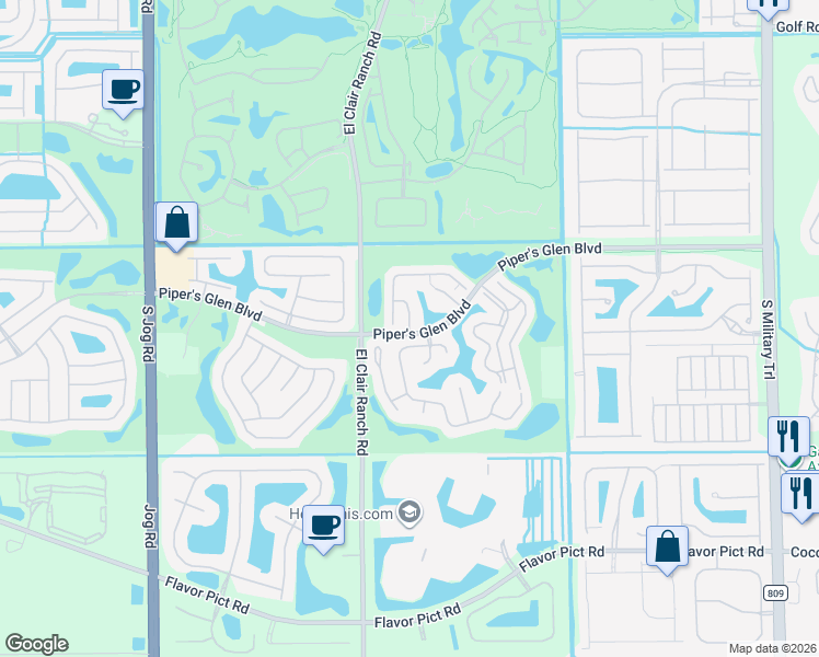 map of restaurants, bars, coffee shops, grocery stores, and more near 12128 Pasadena Way in Boynton Beach