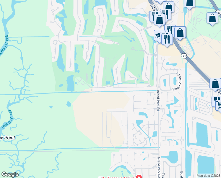 map of restaurants, bars, coffee shops, grocery stores, and more near 6211 Deer Run in Fort Myers