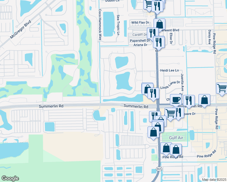 map of restaurants, bars, coffee shops, grocery stores, and more near 11060 Caravel Circle in Fort Myers