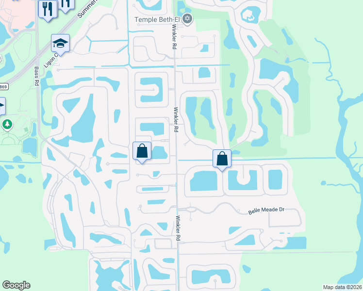 map of restaurants, bars, coffee shops, grocery stores, and more near 8868 King Henry Court in Fort Myers