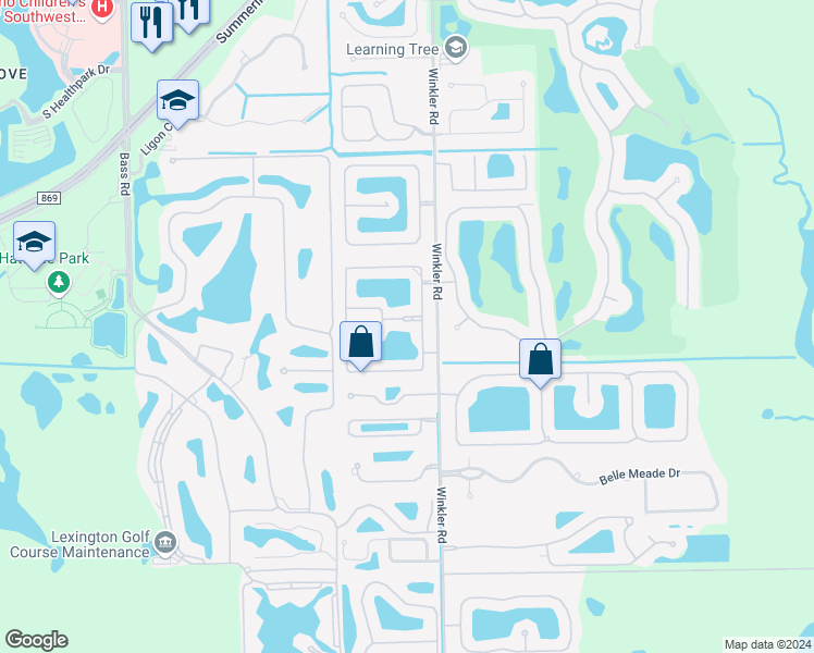 map of restaurants, bars, coffee shops, grocery stores, and more near 8917 Cranes Nest Court in Fort Myers