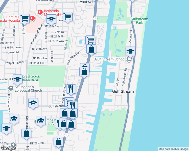 map of restaurants, bars, coffee shops, grocery stores, and more near 918 Turner Road in Delray Beach