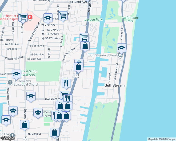 map of restaurants, bars, coffee shops, grocery stores, and more near 3220 Karen Drive in Delray Beach
