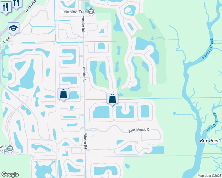 map of restaurants, bars, coffee shops, grocery stores, and more near 16724 Crownsbury Way in Fort Myers
