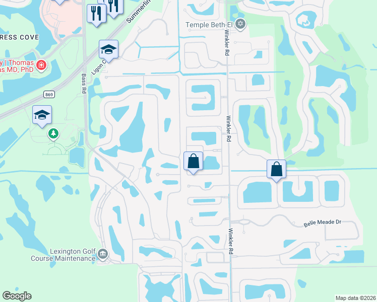 map of restaurants, bars, coffee shops, grocery stores, and more near 8930 Baytowne Loop in Fort Myers