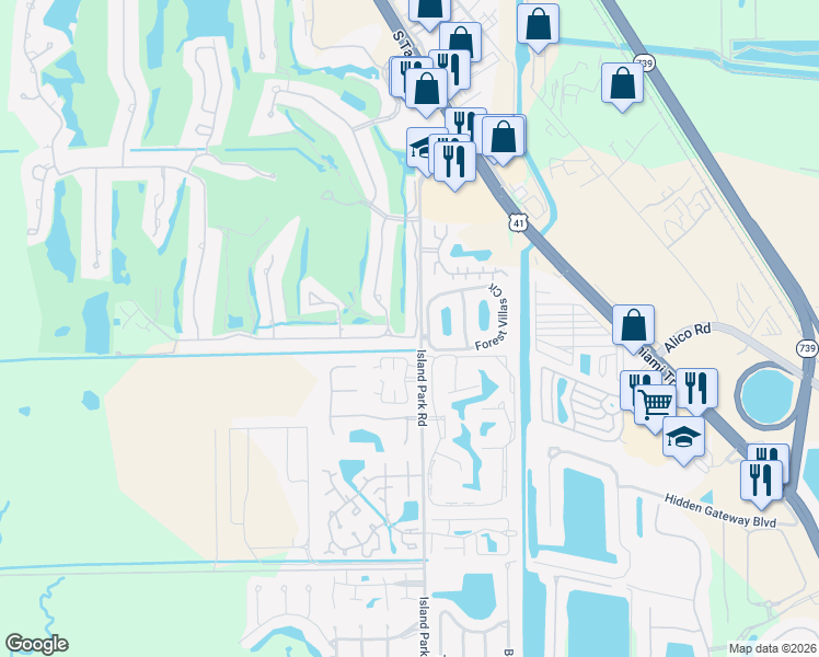 map of restaurants, bars, coffee shops, grocery stores, and more near 6005 Deer Run in Fort Myers
